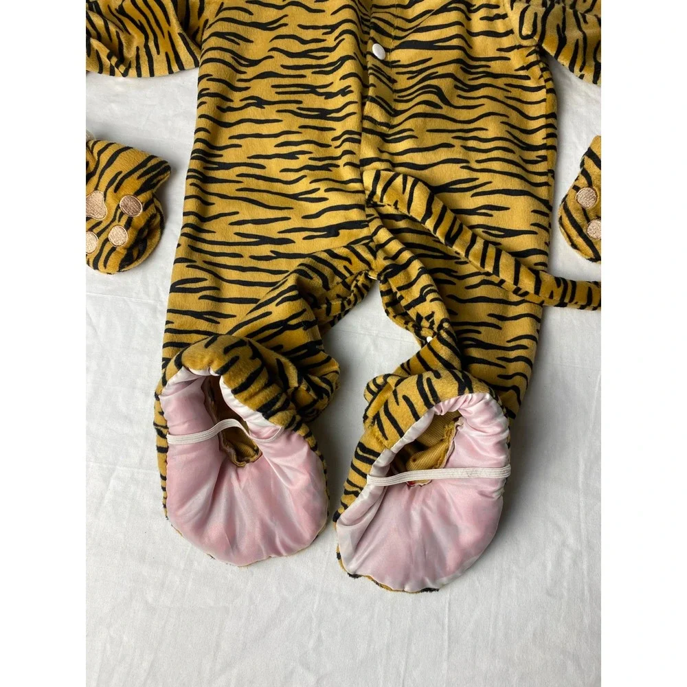 Tiger Costume Halloween Outfit Footed Pajamas One Piece Romper Gloves 6-12 month